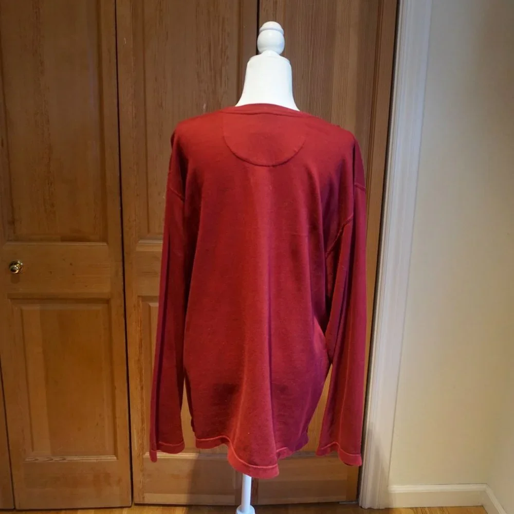 💚 VINTAGE CHAPS | RALPH LAUREN Red V-Neck Stripe Sweater (L)